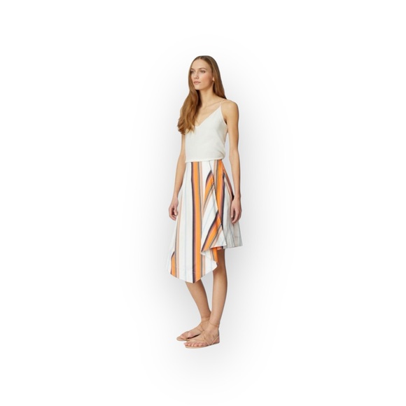 new Habitual ᯾ Skylar Asymettrical Handkerchief Hem Skirt ᯾ Tangerine Stripe ᯾ 2 - Picture 15 of 16